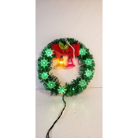 Vintage 8" Christmas Wreath 12 Light Electric Holiday Decoration Working - Picture 1 of 13